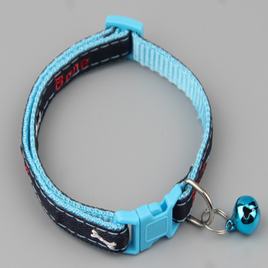 PETS CLUB ADJUSTABLE CAT COLLAR WITH BELL- BLUE/BLACK