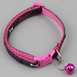PETS CLUB ADJUSTABLE CAT COLLAR WITH BELL- RED/BLACK
