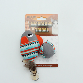 Woodland Tribal Cat Toy With Catnip - Grey Bird