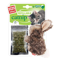 Gigwi Rabbit Fluffy Plush Cat Toy With 3 Refillable Catnip Bags