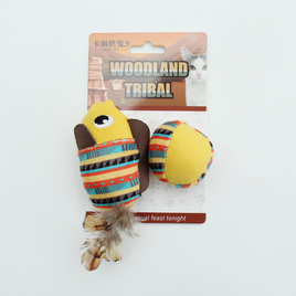 Woodland Tribal Cat Toy With Catnip - Yellow Bird