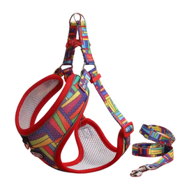 Supet Adjustable Dog Harness and Leash Set (Red) - Large