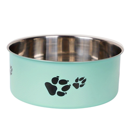 Habibi Pets Stainless Steel Dog Bowls - Green - 14cm