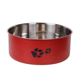 Habibi Pets Stainless Steel Dog Bowls - Red - 14cm