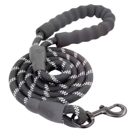 Reflective Dog Leash With Comfortable Padded Handle (Black) - 200cm