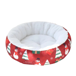 Cozy Christmas Pet Bed - Red - 35cm