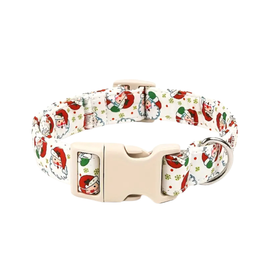 Festive Christmas Dog Collar With Santa Pattern - Medium