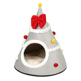 Christmas Tree Cat Bed - Grey
