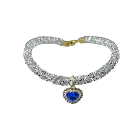 Cat Necklace With Rhinestone Pendant - Blue