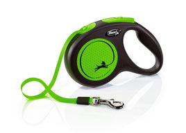 Flexi New Neon Tape Retractable Leash - S/5M-GREEN