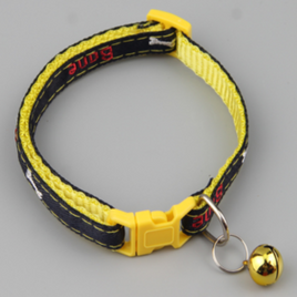 PETS CLUB ADJUSTABLE CAT COLLAR WITH BELL- YELLOW/BLACK