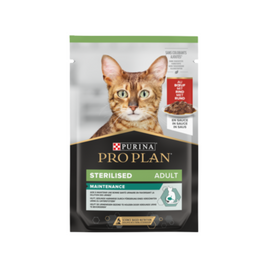 Purina Pro Plan Sterilised Wet Cat Food, Beef in Gravy - 85g Sachet