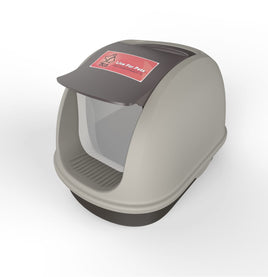Hooded Cat Litter Tray, Carry Handle Flap Door, Easy Clean - Coffee
