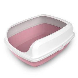 Open Cat Toilet Semi-closed Anti-overflow Cat Litter Tray  -Pink