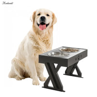 Adjustable Height Dual Stainless Steel Dog Bowls