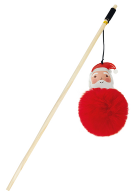 CHRISTMAS CAT POLE FLUFFY SANTA 40cm