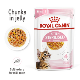 Royal Canin Feline Health Nutrition Kitten Sterilised Jelly - 85g Pouch