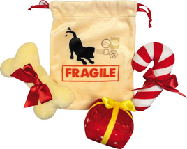 CHRISTMAS DOG TOY SANTA BAG - 21CM