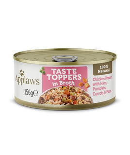 APPLAWS TASTE TOPPER IN BROTH CHICKEN HAM DOG TIN - 156G