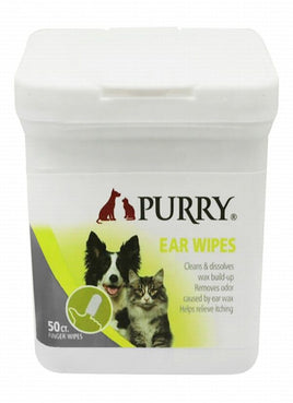 Purry Ear Finger Wipes For Dogs And Cats -50 pcs