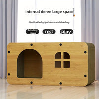 Habibi Pets Wooden Cat House with Integrated Scratching Board