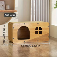 Habibi Pets Wooden Cat House with Integrated Scratching Board