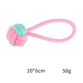 PETS CLUB CHEW BITE COTTON ROPE WITH KNOT PUPPY TOY PINK