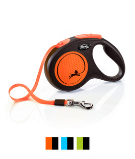 Flexi New Neon Tape Retractable Leash - S/5M-ORANG