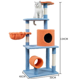 Habibi PetsLarge Cat Tree - Blue/Orange