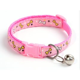 PETS CLUB ADJUSTABLE CAT COLLAR WITH BELL - PINK BONE