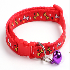 PETS CLUB ADJUSTABLE CAT COLLAR WITH BELL - RED BONE
