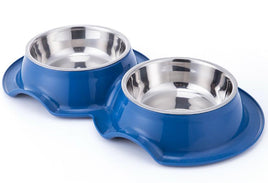 PETS CLUB PLASTIC DOUBLE BOWL ANTI-ANT WITH BOWL - Blue