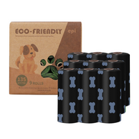 Habibi Pets Biodegradable Pet Poop Bags With Bone Pattern In A Kraft Box - 9 Rolls