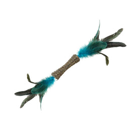 Catnip Johnny Stick w/ Double Side Natural Feather (Blue)