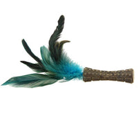 Catnip johnny stick w/natural feather Green