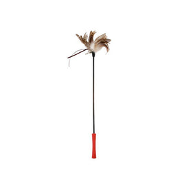 Catwand 'feather Teaser w/natural feather and TPR handle(Red stick)