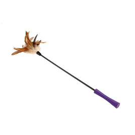 Catwand Feather Teaser w/ Natural Feather, Plush Tail & TPR Handle (Purple)