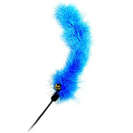 Interactive Cat Teaser Toy (Small) - Fluffy Tail w/ Bell - Blue/Yellow Orange