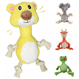 Corduroy Dog Plush Toy with Cotton Rope