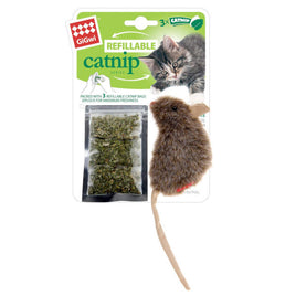 Mouse "Refillable catnip" w/3catnip teabags in ziplock bag