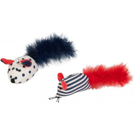 Chomper Nautical 2 Pack Mouse With Feather