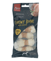 Pets Unlimited Tricolor Chewy Bone w/ Ckn S 4pcs